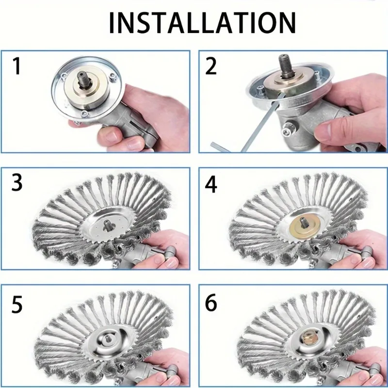 6-inch wire trimmer head, suitable for wire brushes with a 1-inch interface, using twist connection, universal weed cutter