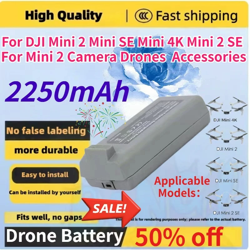 

New 2250mAh Drone Battery for DJI Mini 2 / SE Mini 4K / 2 SE +Three-Way USB Charging Hub for Mini 2 Camera Drones Accessories
