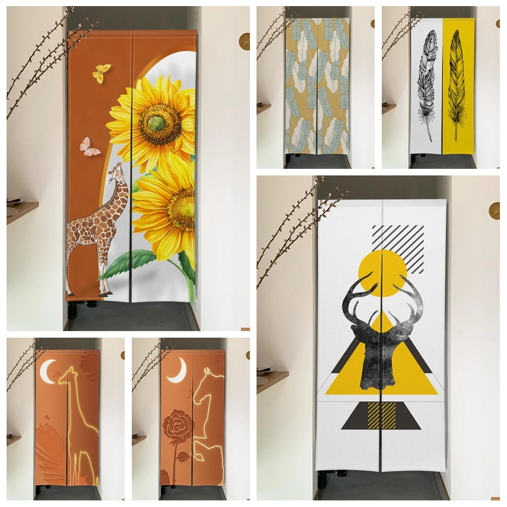

Современный художественный тематический стиль, дверная занавеска, подсолнух, жираф, геометрический узор, перегородка для гостиной, спальни, декор для дверного проема
