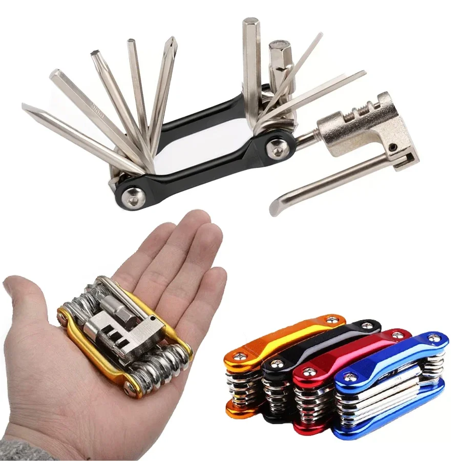 

11-in-1 Bike Tool Mini Multitool Kit - Lightweight Tool Wrench, Screwdriver, Chain, Hexagon Wheel Spoke