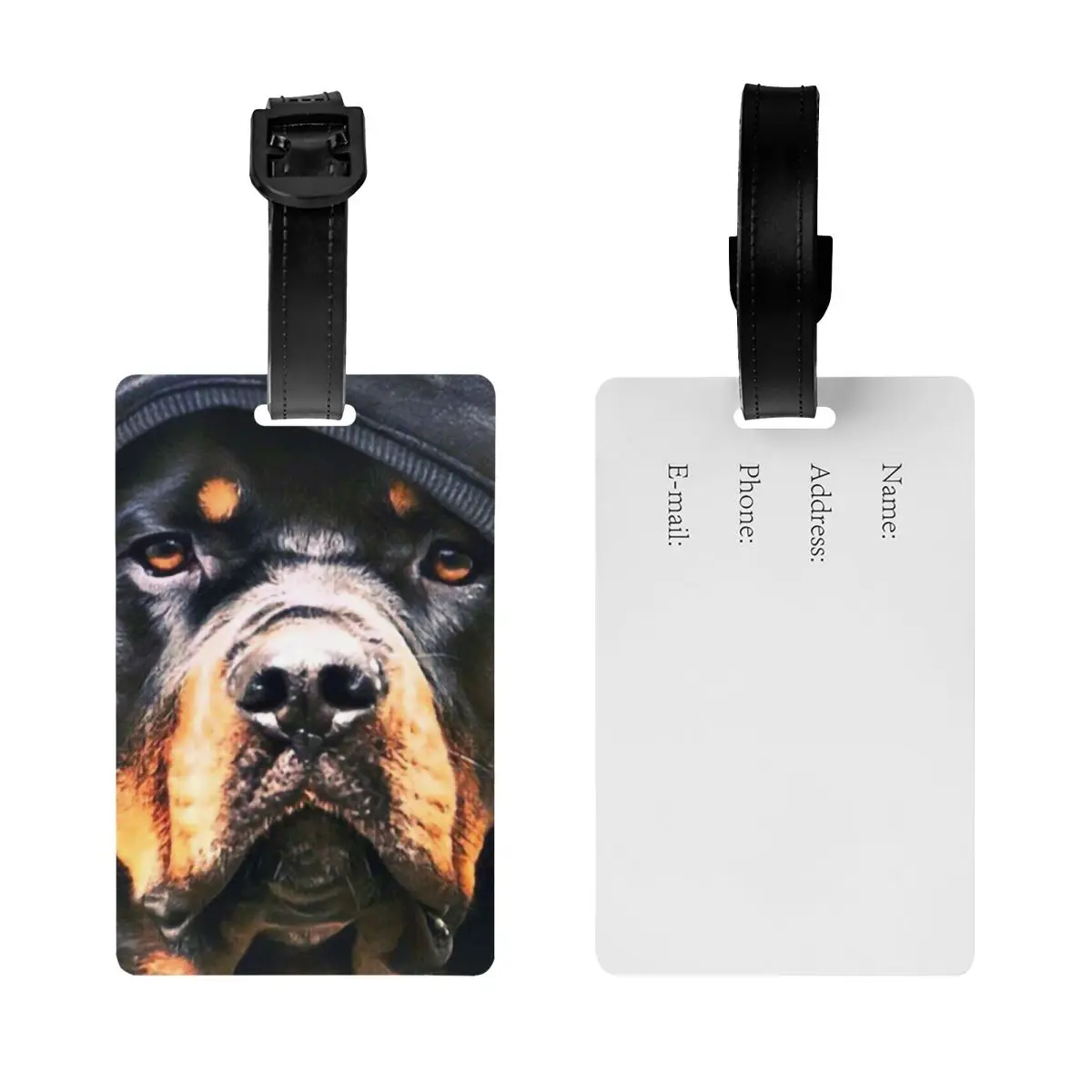 Custom Rottweiler Dog Luggage Tag for Travel Suitcase Privacy Cover Name ID Card