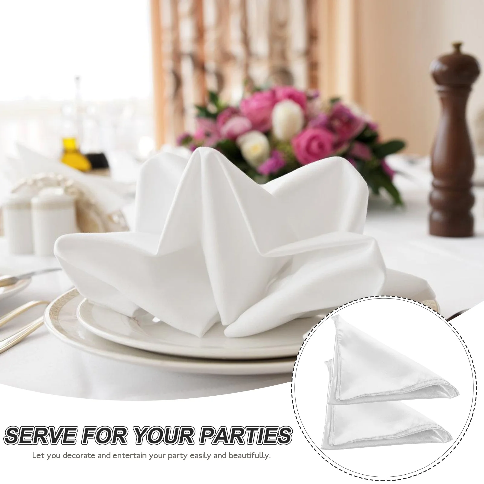 

8Pcs Cloth Napkins Satin Dinner Soft Washable Fabric Party Wedding Festival Table Napkins Cloth for Restaurants