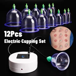 Electric Vacuum Cupping Set Body Massager Suction Scraping Cup Fat Burner Therapy Anti Cellulite Slimming Massager Cans 12pcs