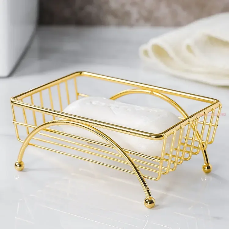 

Golden Stainless Steel Soap Dish Box Light Luxury Rectangle Home Bathroom Soap Dish Container Bathroom Storage Supplies