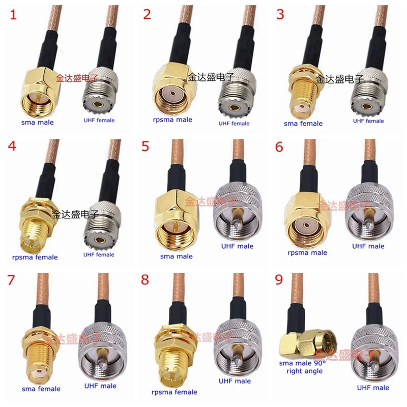 RG316 PL259 SO239 PL-259 SO-239 Przedłużacz UHF do SMA męski żeński SL16 UHF do SMA zaciskany do kabla RG316 Pigtai Low Loss Cable