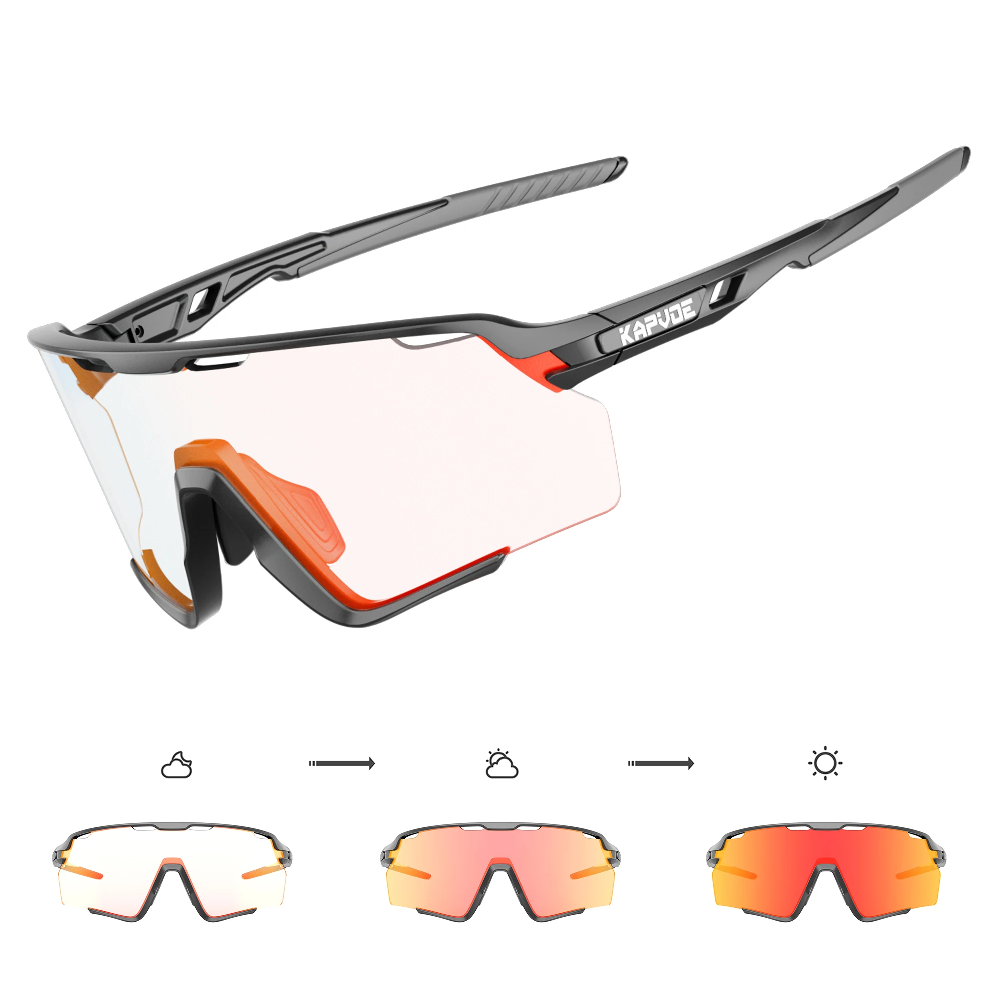 KAPVOE New Photochromic Cycling Glasses MTB Glasses Men Women Clear Sports Glasses Outdoor Bicycle UV400 Goggles Sunglasses