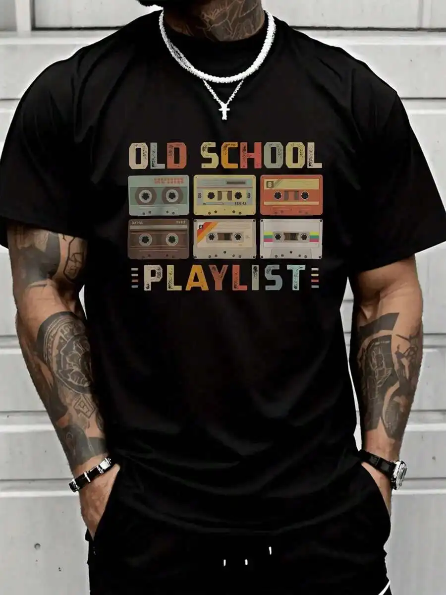 

Old School Playlist Cassette Tape Retro 80s Music T-Shirt