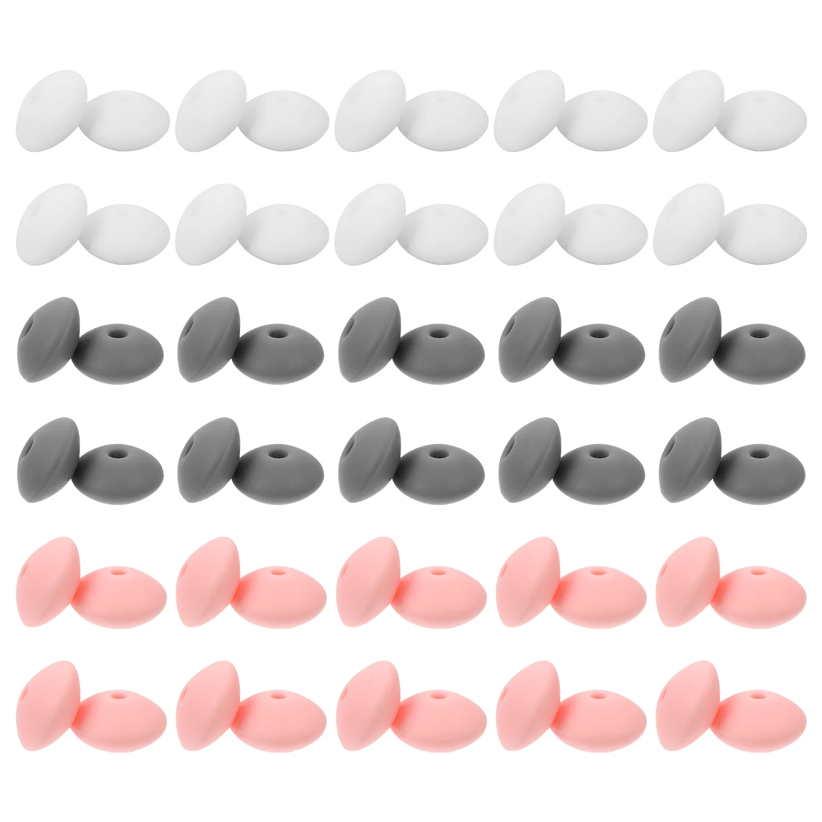 60 Pcs Baby Silicone Beads Pacifier Clip DIY Teether Holder Wristband Teething Toy Chain Food Grade