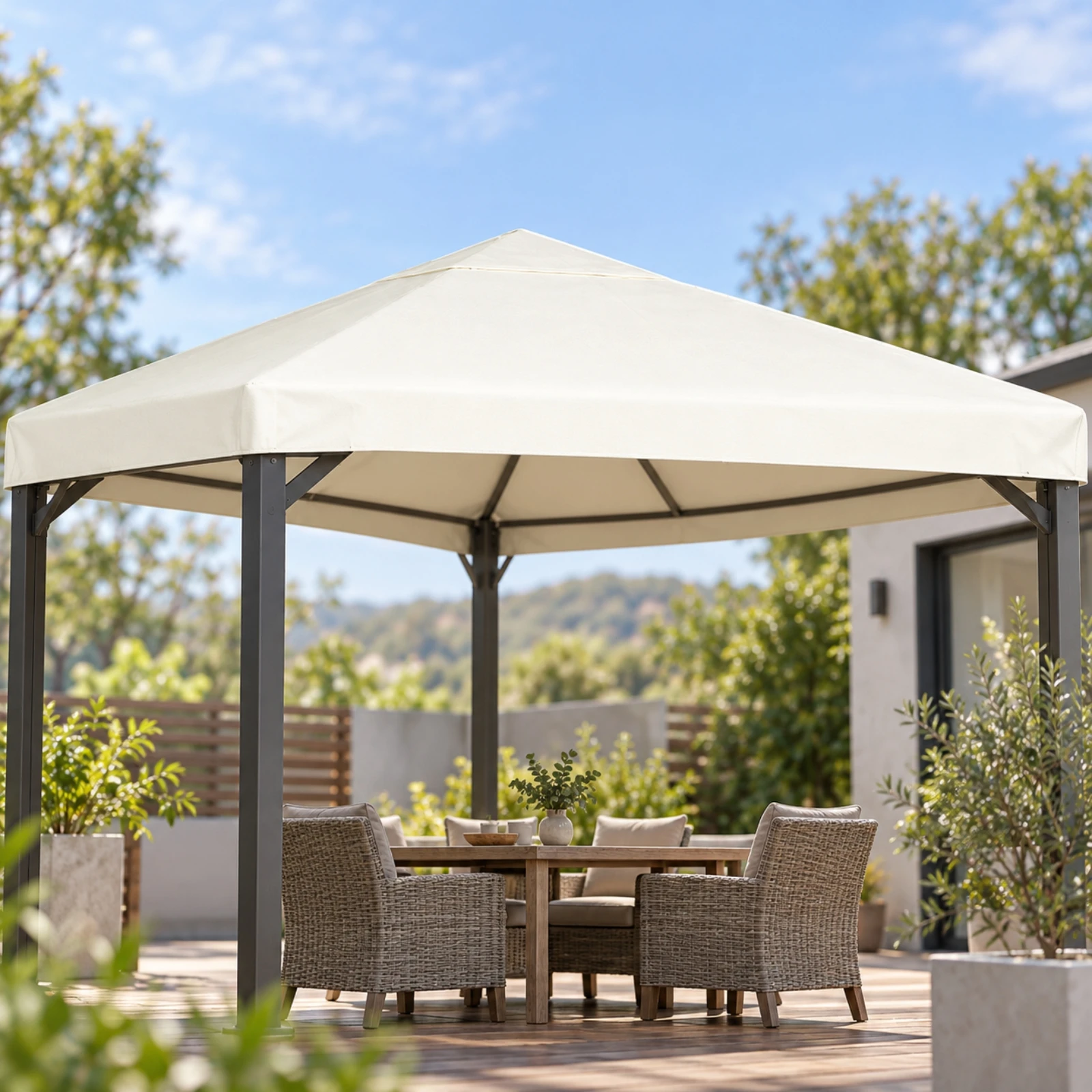 3x3 Gazebo Canopy Replacement Cover Shade-Providing 3m X 3m Gazebo Replacement Top Waterproof Reinforced Stitching for Patio