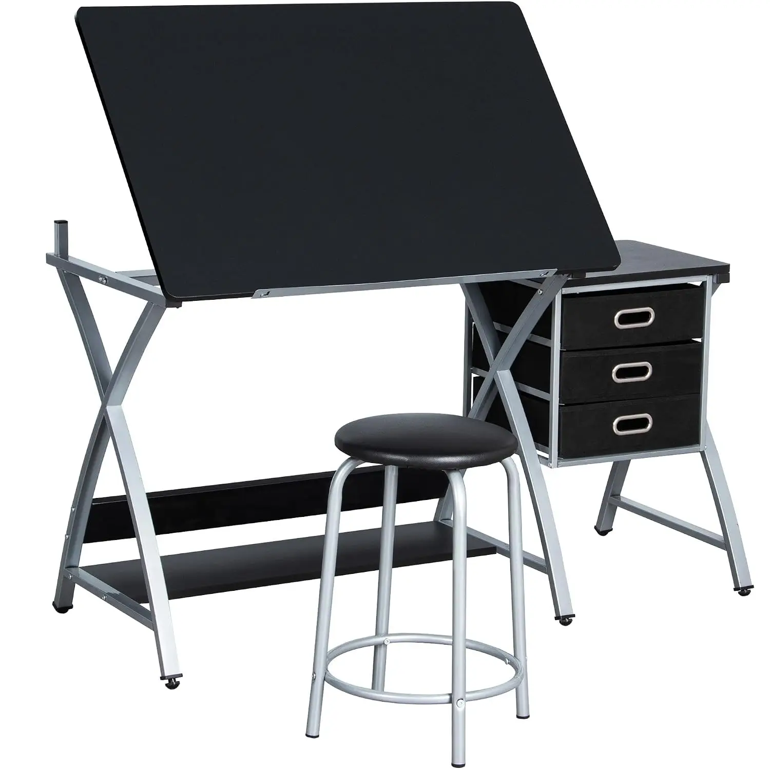 Drafting Table with Storage & Stool, Adjustable Art Drawing Desk, Customized