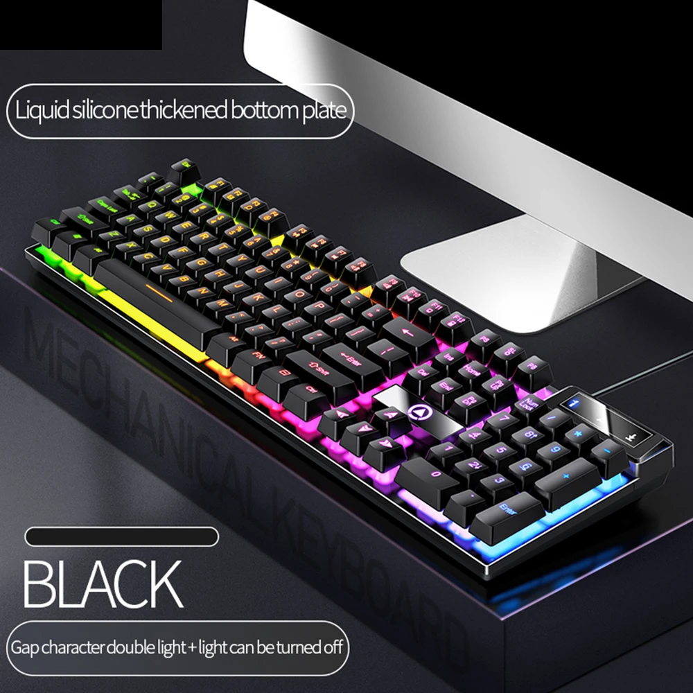 Imagem -06 - Teclas com Fio Teclado Azul Rosa Rgb Backlit Usb Membrana Gaming para Sistema Windows para pc Gamer Home Office 104