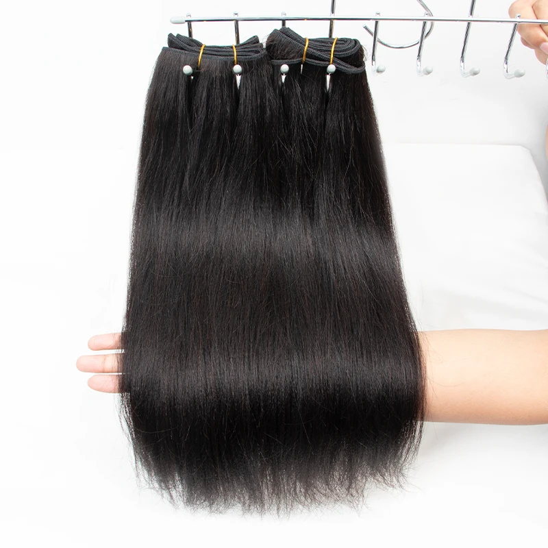 Yaki Straight Bundle Human Hair Kinky Straight Bundles Human Hair Sew-in Hair Bundles Remy Double Weft Bouncy 12-24inch 100G