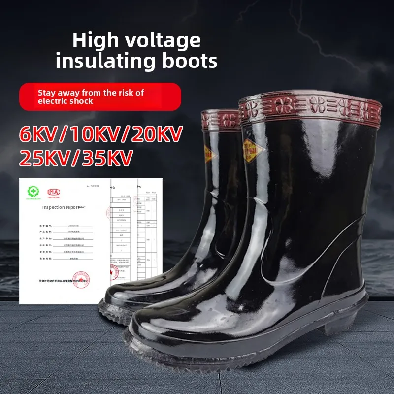 High Voltage Insulated Rubber Boots 6-35KV – Electrician Safety Footwear for Power Workers, EH Boots
