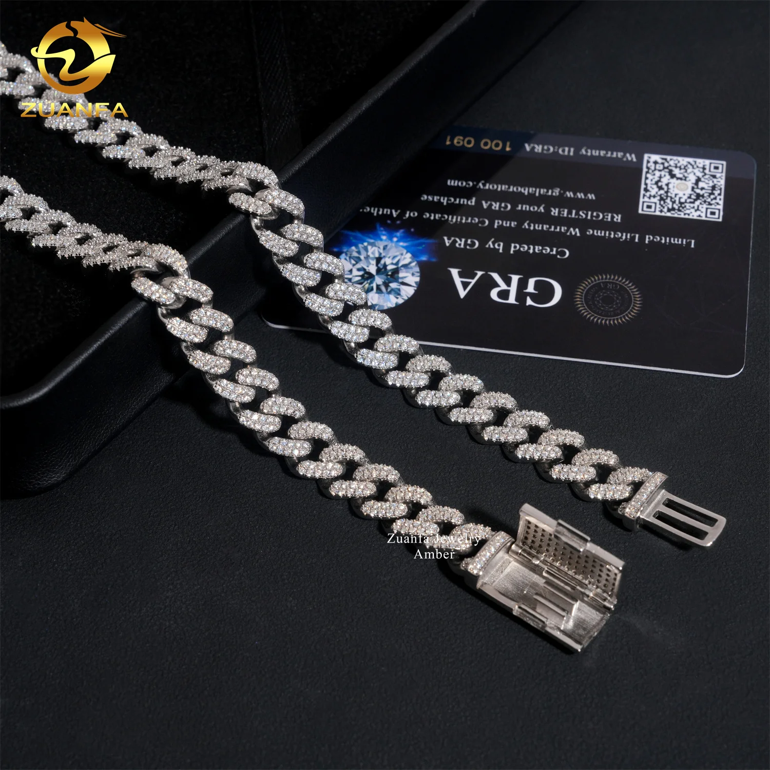 Jewelry Fine Miami Style 10mm Hip Hop Iced Out Lab Moissanite Diamond Men Necklace Sterling Silver Fully Luxury Cuban Link Chain
