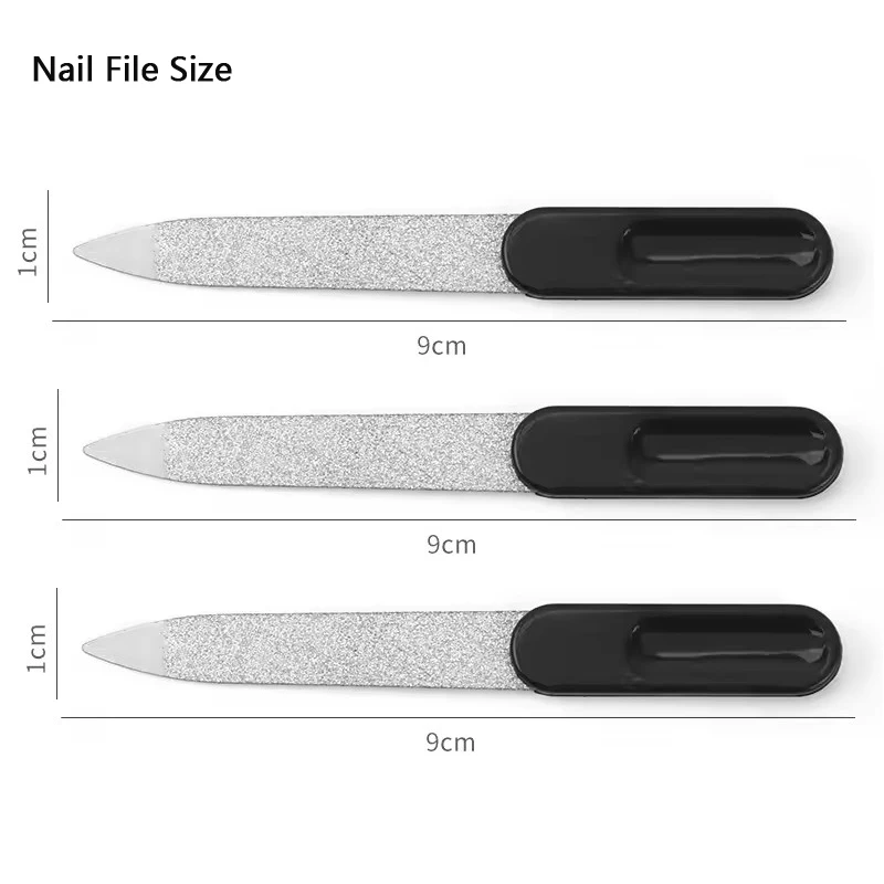 ملف أظافر احترافي بمقبض بلاستيكي ، فولاذ مقاوم للصدأ ، عازل فرك صغير ، أدوات تجميل الأظافر