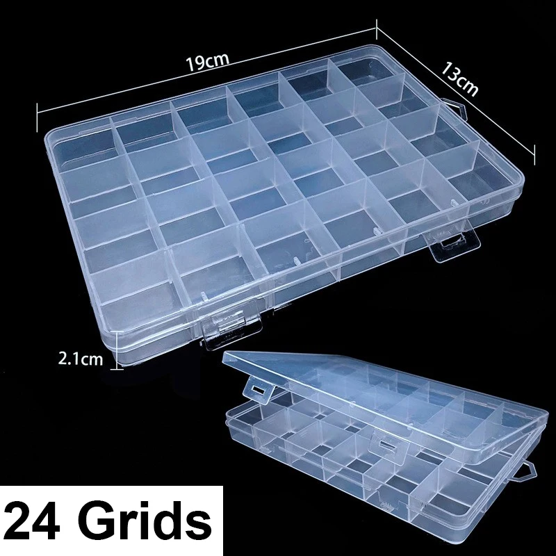 Transparent Plastic Storage Jewelry Box Plastic Compartment Adjustable Container Storage Boxes Beads Ring Earring Organizer Case