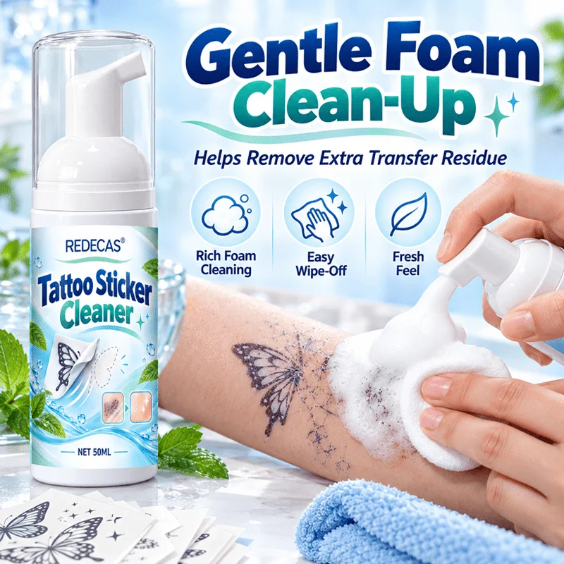 Tattoo Transfer Paper Cleaner, 50ml Mousse Spray, Gentle Non-Irritating, Fresh Non-Greasy, Designed for Tattoo Transfer Removal