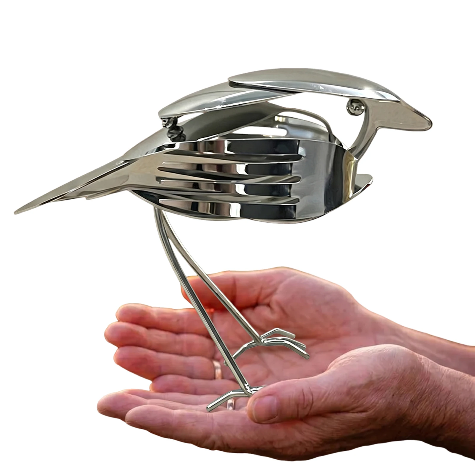 Handcrafted Bird Statue Multipurpose Decorative Steel Craft Bird Stainless Steel Small Yard Art Figurine Ornament for Home Decor