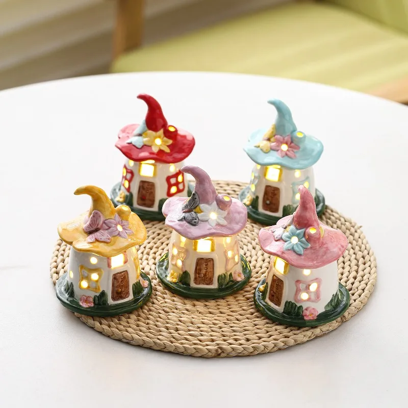 

Magical House Nightlight Birthday Gift Female Ceramic Atmosphere Bedlight Cute Children's Bedroom Sleep Light Practical Ornament
