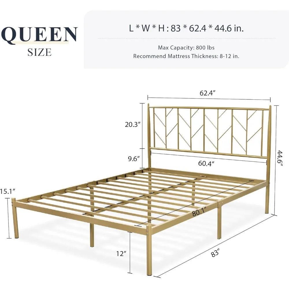 Large platform bed frame, retro headplate, 14