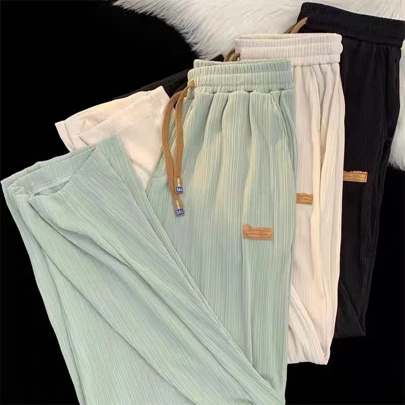 

Men's American Vibe Casual Pants Ice Silk Drape Wide Leg Loose Fit Straight Leg Pants Spring Autumn Leisure Trousers
