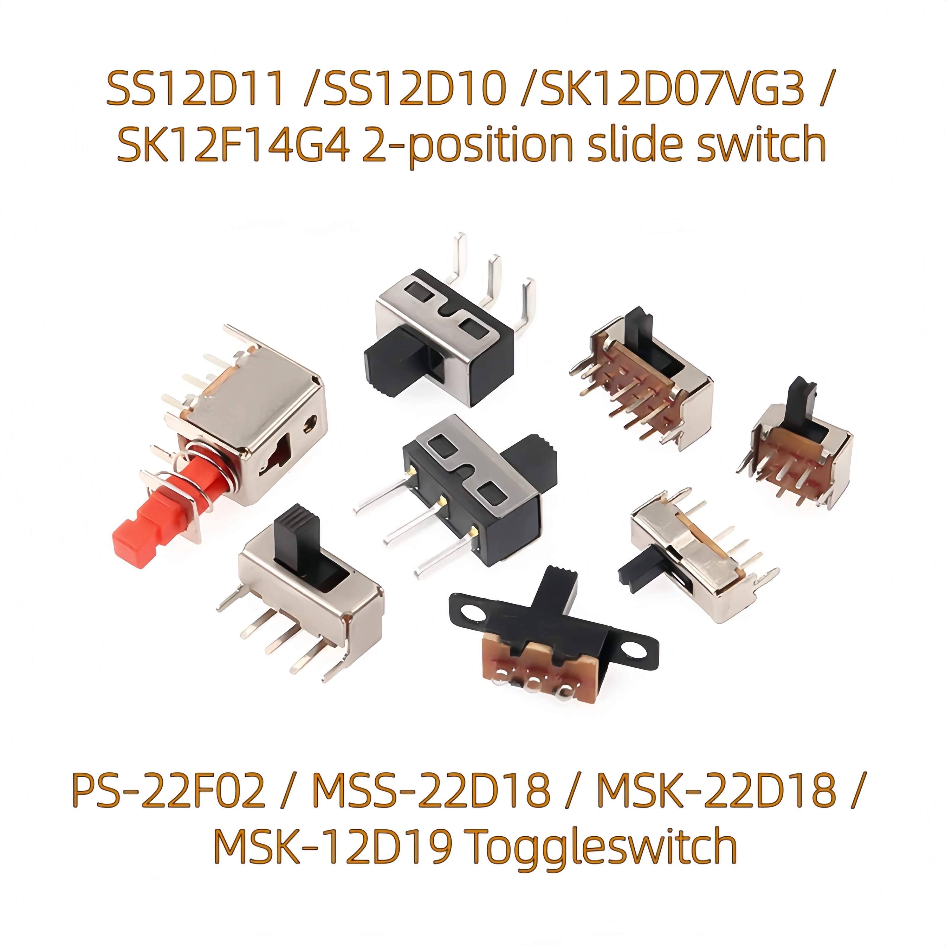 20pcs miniature sliding switches: SS12D,SS12F,SS13D,SK23, SK22, PS-22, MSS-22D, MSK 12D19. Common toy power switche  2/3 nd gear