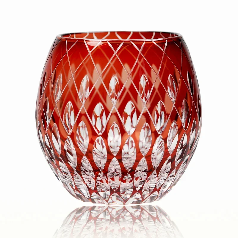 Japanese Style Edo Kiriko Crystal Wine Glass Hand Engraving Kaleidoscope Raindrop Whiskey Tumbler Collection Level Cups Gift Box