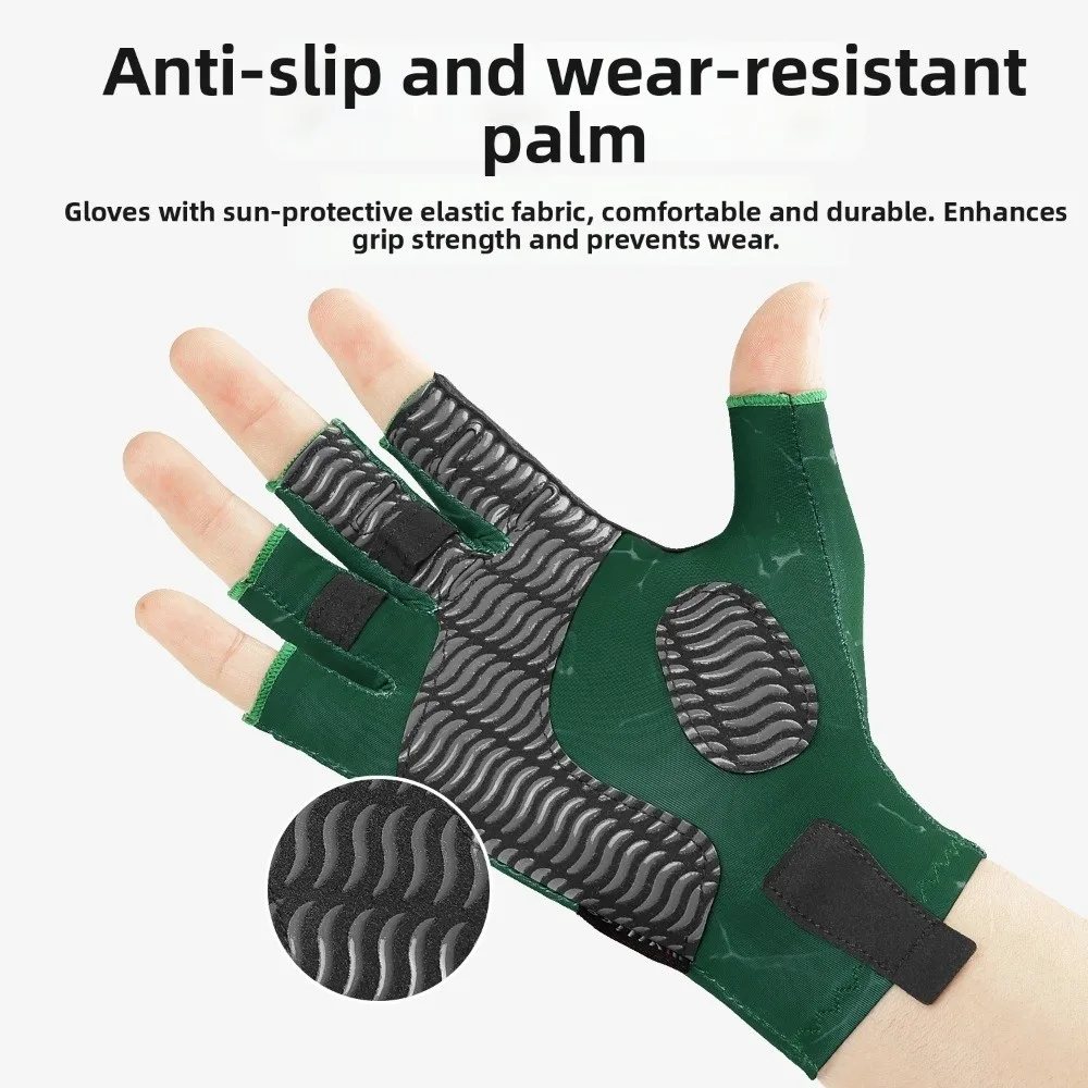 Ice Silk Material Fishing Gloves Elastic Fit Fingerless Design Breathable Fishing Gloves Elastic Quick Dry Quick Dry Fabric
