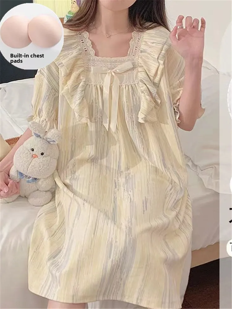 

Новинка лета Sweet Princ Sle ort Sve Spwear, женская интегрированная тонкая ночная рубашка Materni, домашняя одежда