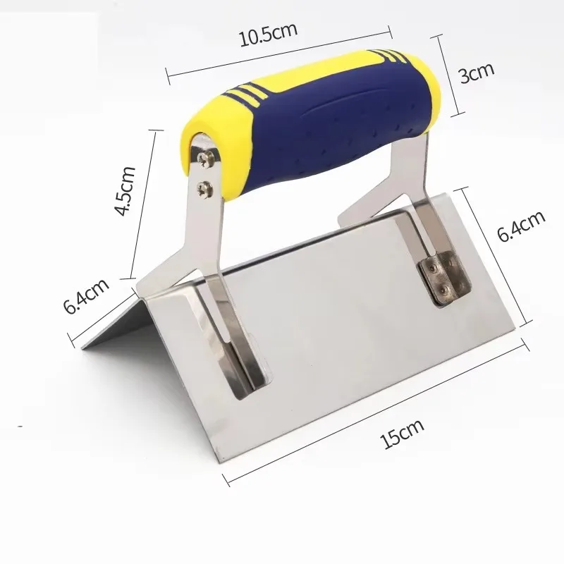 Inner And Outer Corner Trowel with Rubber Handle 90 Degree Sheet Rock Stainless Steel Drywall Corner Trowel for Wall Plastering