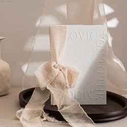 1pc Wedding Vow Books Card Set Concave and Convex Design Decoration Invite Gift Book Bride and Groom Vow Cards with Ribbons