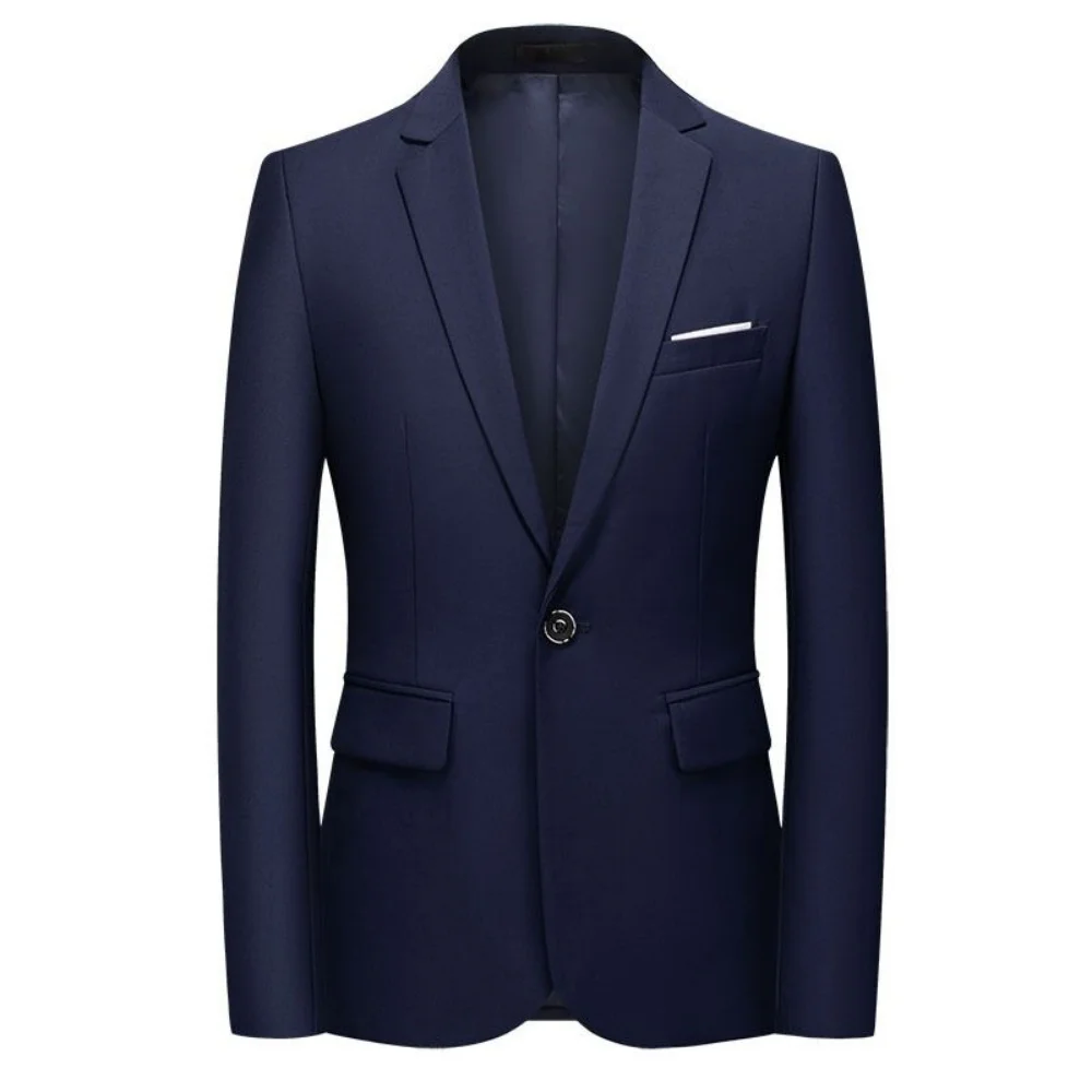 Männer Solide Business Blazer Kerbe Revers Casual Anzug Jacke Formale Mode Hochzeit Mantel Männlich Traje De Hombre