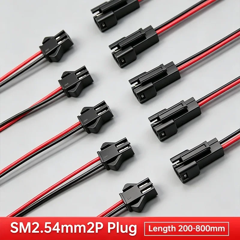 SM 2.54mm 2Pin 3Pin Plug Connector Black Terminal Line 2-10 Pin Connection Wire 5 Pairs Butt Male Female Head Harness Cord