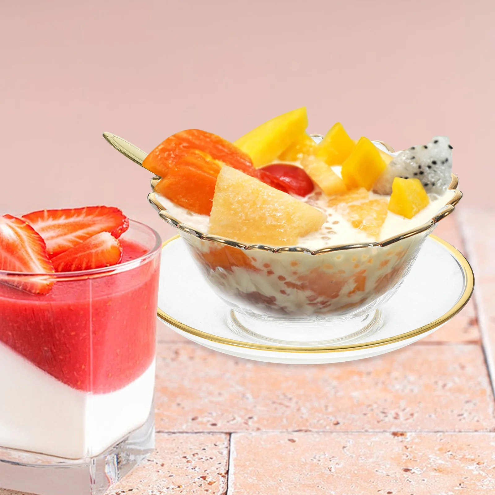 

1Set Food-Grade Glass Bowl Large Salad Dessert Fruit Snacks Serving Bowls for Home Use Easy Clean Convenient Glass Bowl