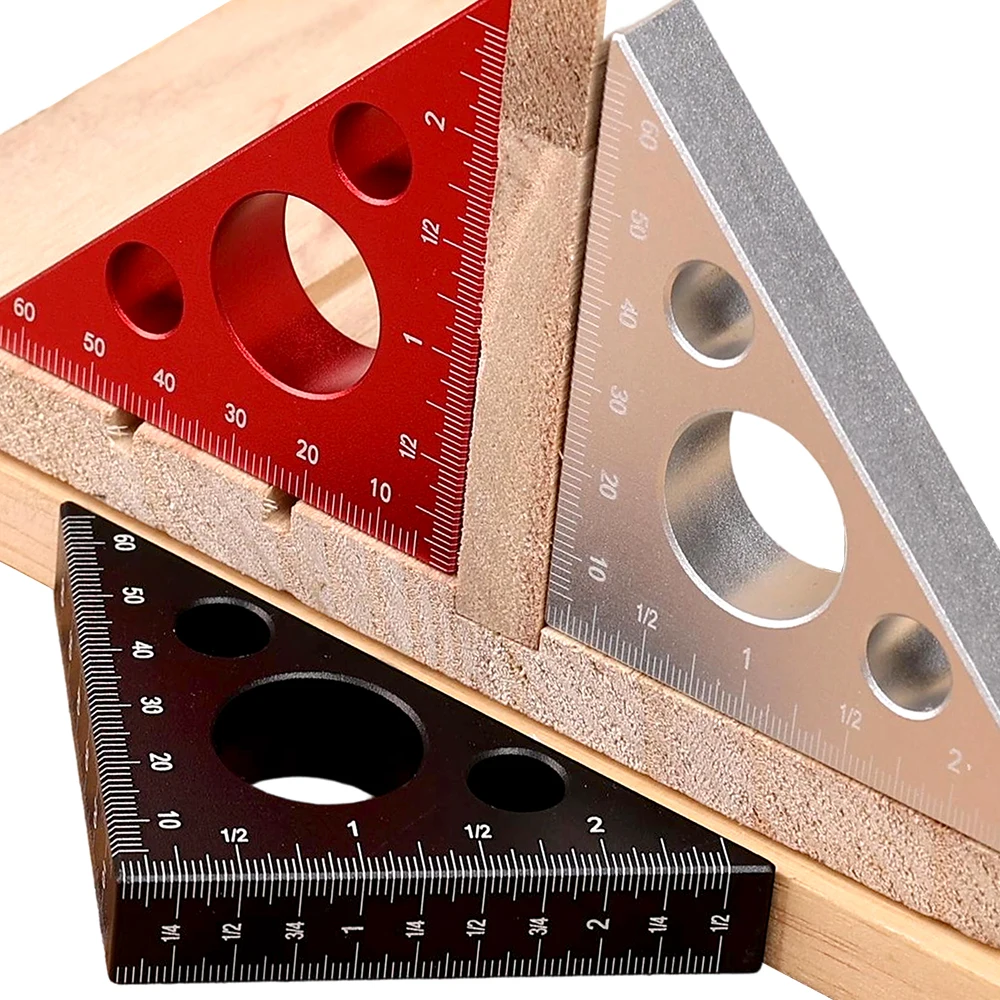 

Right-Angled Triangle Ruler Aluminum Alloy Carpenter Measuring Tool with Imperial and Metric Scales Woodworking DIY Gauge