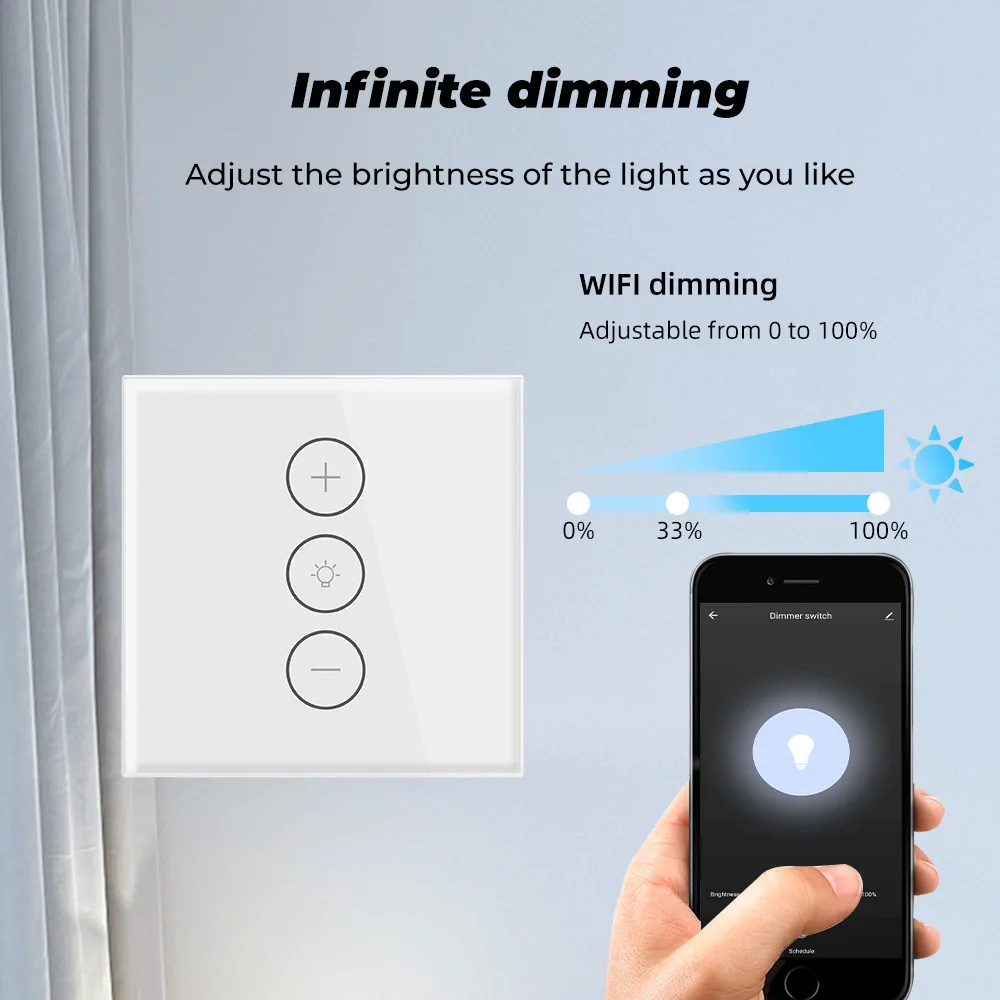 Tuya Touch Wifi dimmer Switch EU/UK Smart Life Remote Timer Electrical Wall glass Control Work with Alexa Google Home