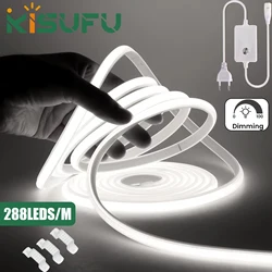 220V Dimmable COB Neon Light Waterproof White/Ice Blue/Red/Green 288LEDs/M Flexible Ribbon Tape for Garden Linear Lighting 1-20M