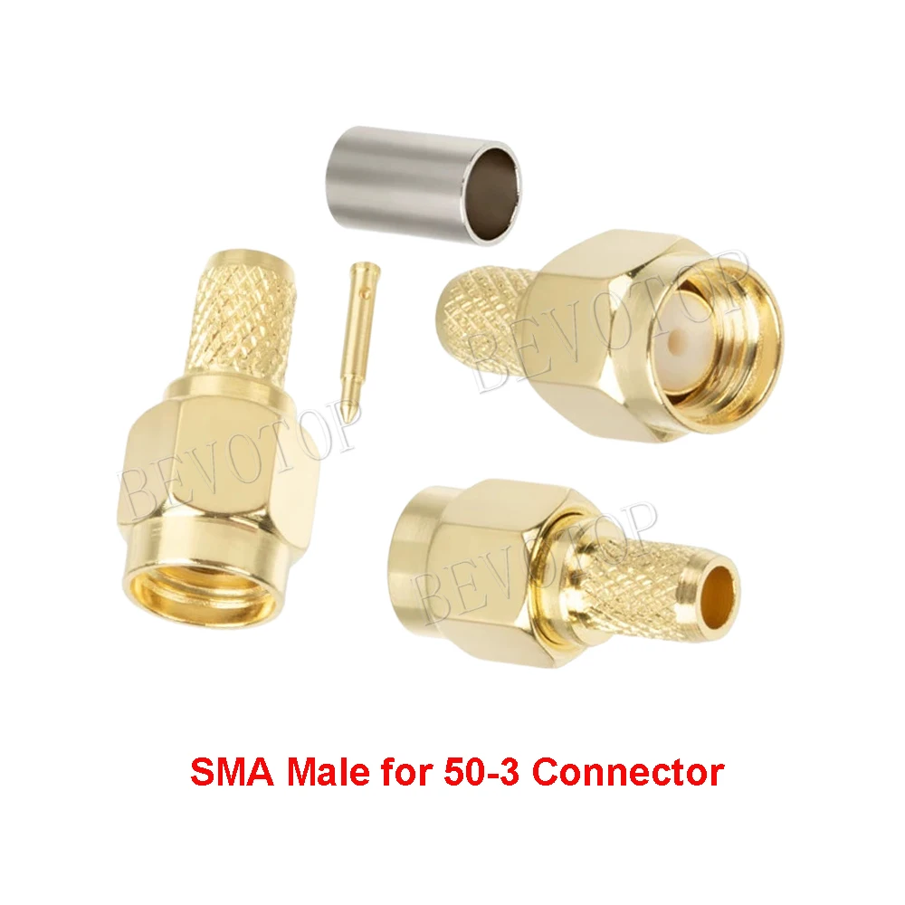 10Pcs SMA Male plug & Female Jack Bulkhead Crimp RG58 RG142 LMR195 Cable RF Coaxial connector Wire Terminals 50ohm