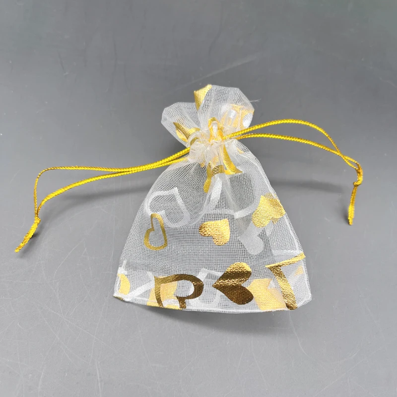 Jewelry Storage Packaging 1000pcs Heart Gift Bag for Christmas Gift Bags Transparent Jewelry Bag Organza Bags Drawstring Sachet