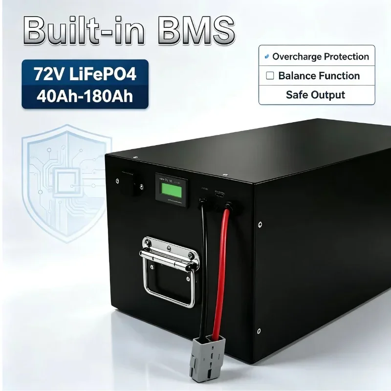 72V LiFePO4 Rechargeable Battery Pack 40Ah-180Ah 4000+ Cycles With Charger For E-Bike Solar Marine Golf Cart RV Electric Vehicle