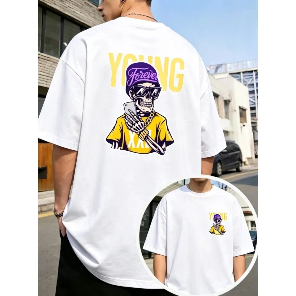 2026 New Short Sleeve Tee, Cool Hip Hop Punk Rock Festival Style, Skull 