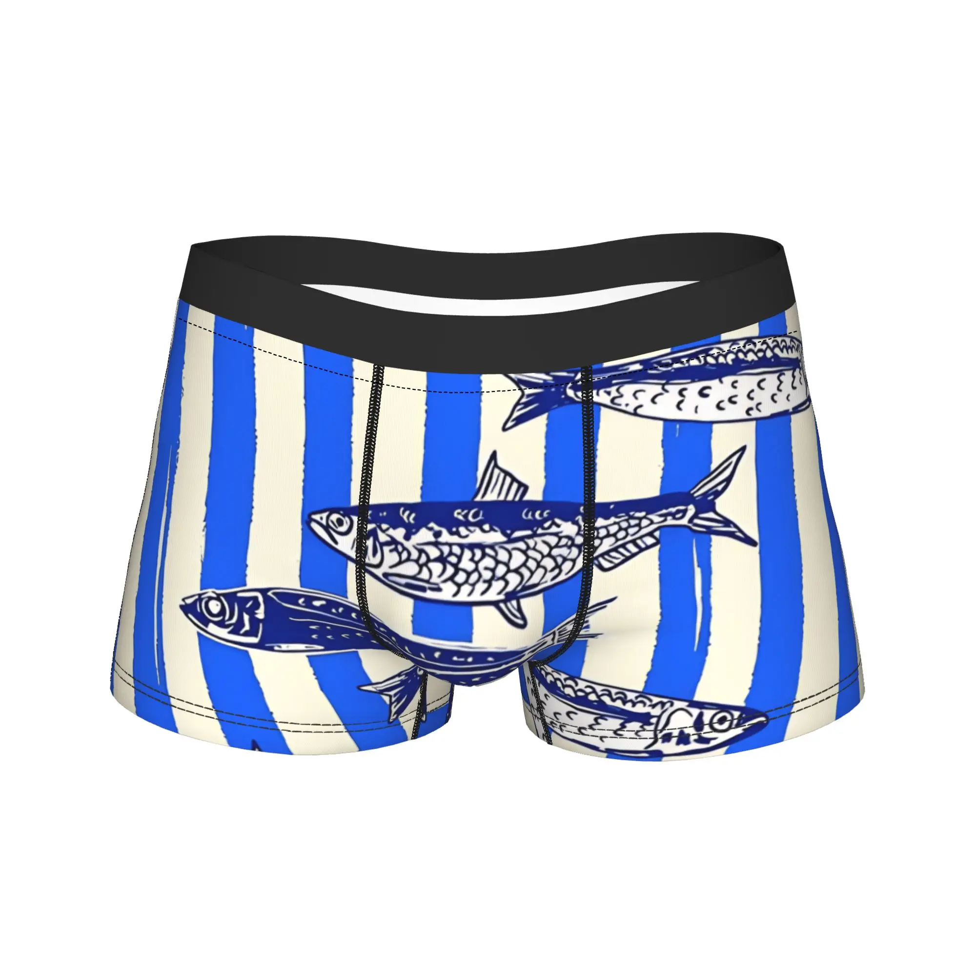 

Retro Sardines Underwear Comfortable Panties Printing Boxer Brief For Males 3D Pouch Oversize Boxer Shorts