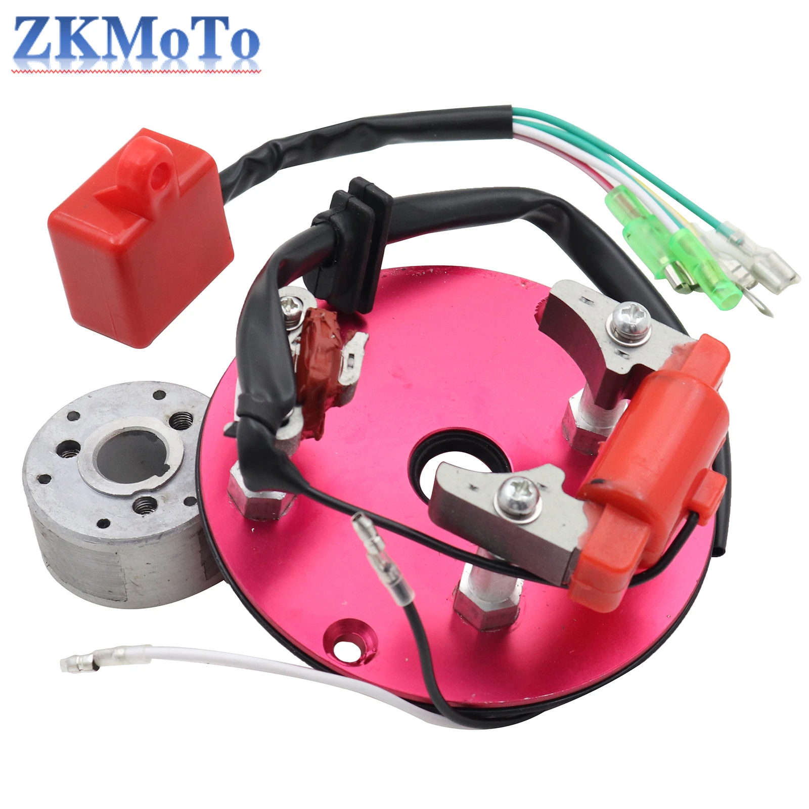 Motorcycle pink Magneto Stator Rotor & Ignition Coil Kit For 50/110/125/140/150CC Scooter Go Kart ATV Quad Bike Engine Parts