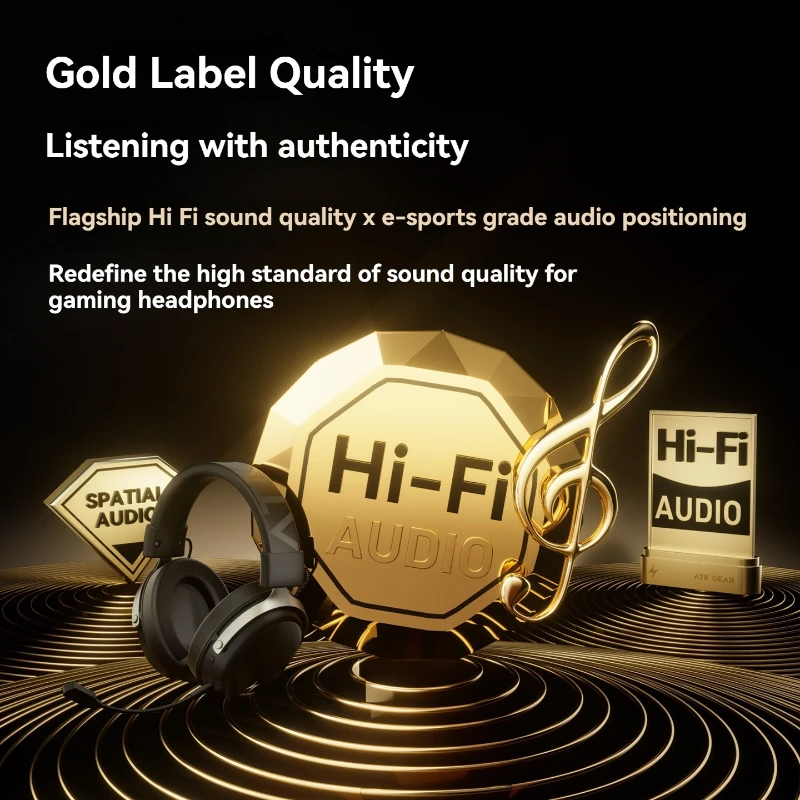 ATK Neptune N9 سماعة الألعاب اللاسلكية المخصصة 270 جرام خفيفة الوزن مثبتة على الرأس إلغاء الضوضاء سماعات ملحقات الكمبيوتر