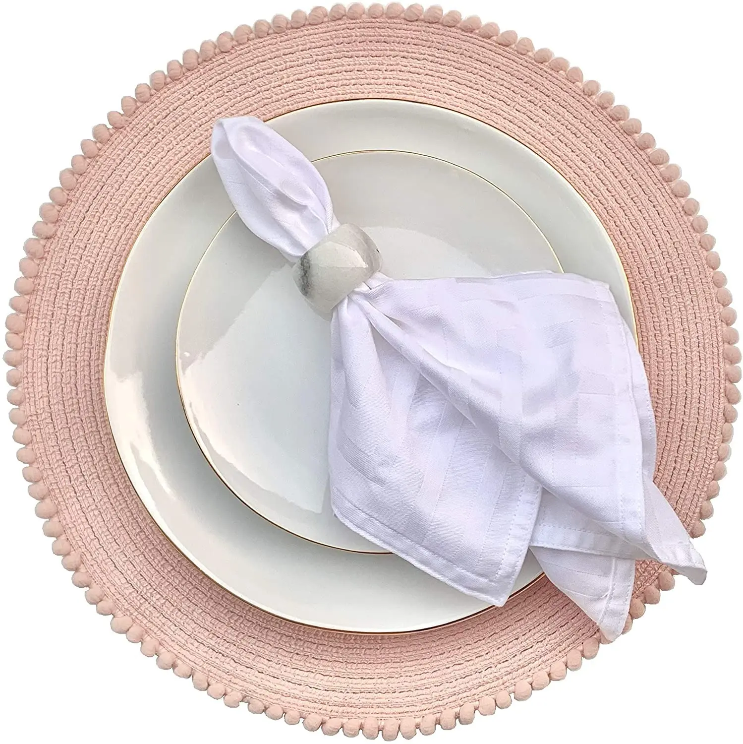 

Round Braided Placemats Set of 6 For Dining Table,Circle Washable Table Mats,Non Slip Heat Resistant Vinyl Wipeable Place Mats