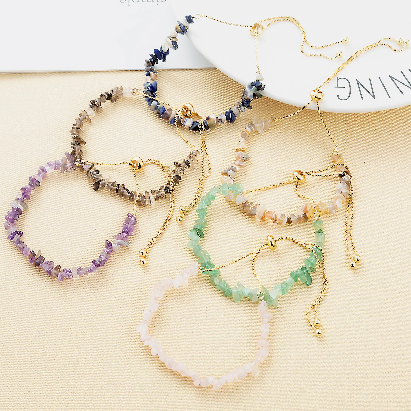 Naturstein Perlen Schiebe schnalle Armband für Damenmode hand gewebte verstellbare Sommer party Strand Schmuck Geschenk Armband