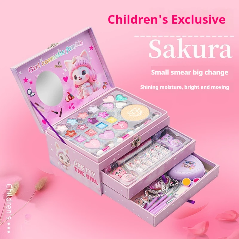 Animation Peripheral New Children's Makeup Box Princess Nail Art Cosmetics Toys Play House Box Girl Makeup Box Children's Gifts