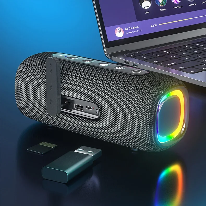 OEM Mini Wireless Smart Speaker With RGB LED Lighting Good Performance Stereo Surround Sound Higher Cost Mini Bass Features