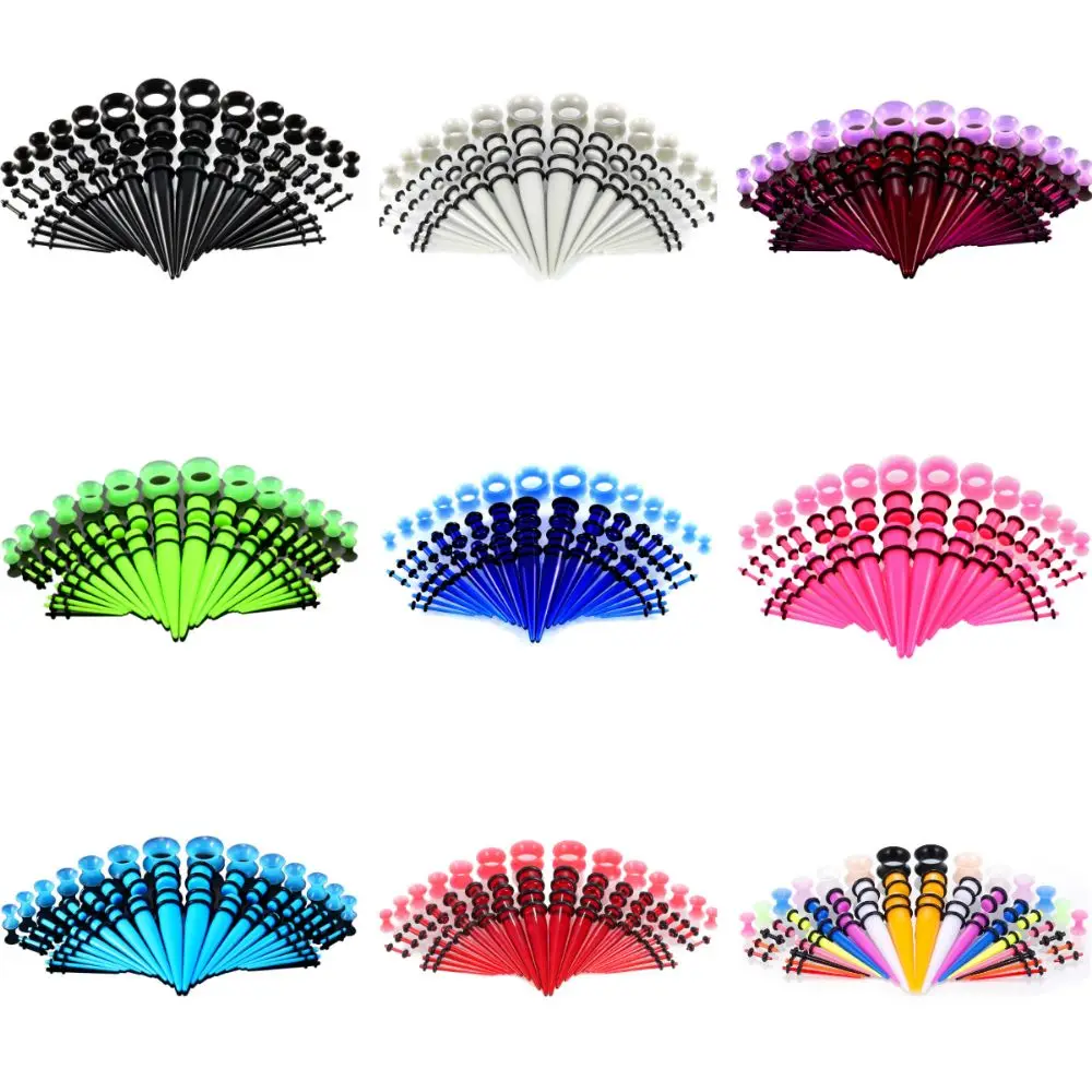 50Pcs Ear Dilation Acrylic Ear Gauge Kit 14G-00G Smooth Polished Ear Stretching Kit Stretching Cone‑shaped Ear Taper Unisex