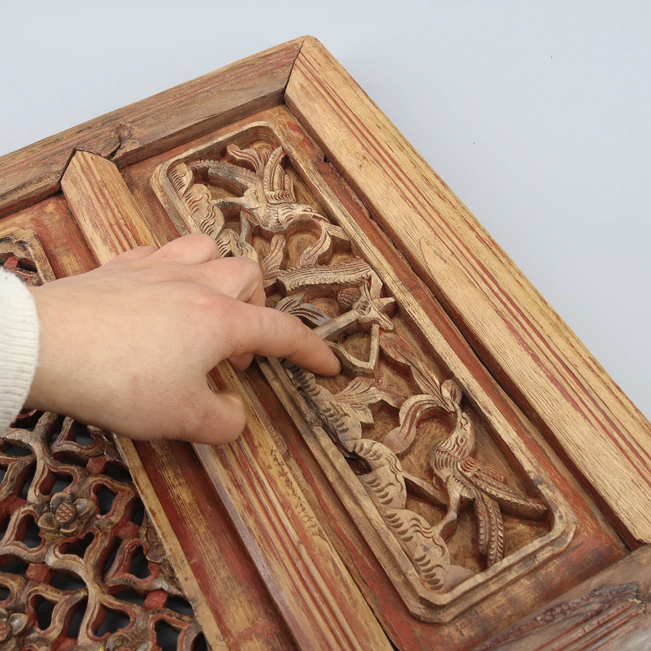 Old Window Panel, One Single Piece of Wood Carving, Home Decoration, Wall Hanging